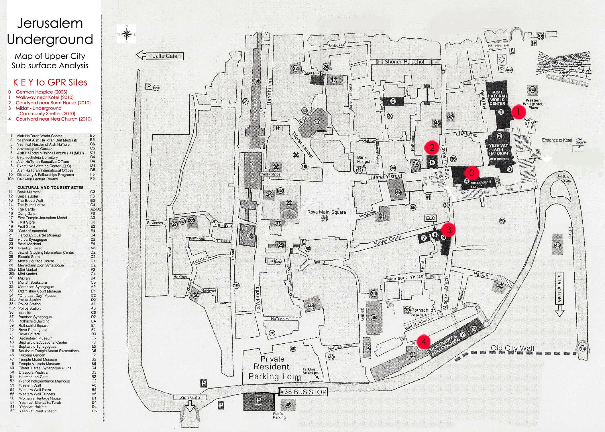 Map of GPR Sites in Old City of Jerusalem