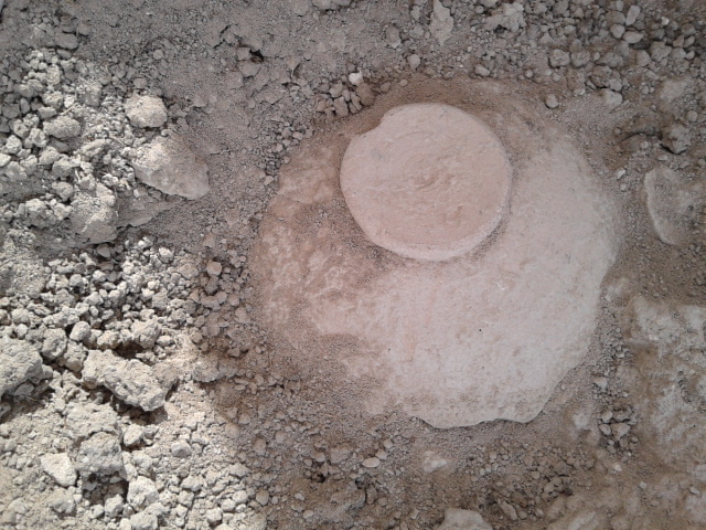 Discovering pottery at Tel Burna June 2013